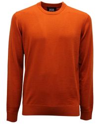Alpha Studio - Truien & Vesten ,Oranje ,Wol Wollen Trui Tamarindo Merinos Slim Basic - Lyst