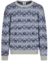 CASABLANCA - Truien & Vesten ,Veelkleurig ,Wol Space Dye Monogram Crew - Lyst