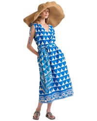 Maliparmi - Kleedjes ,Blauw ,Katoen Optical Broderie Jurk - Lyst