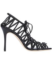 Manolo Blahnik - Schwarze Hamza Sandalen Mit Absatz - Lyst