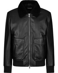 Dondup - Jassen ,Zwart ,Leer Regular-Fit Bomberjack - Lyst