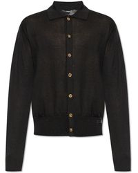 Versace - Truien & Vesten ,Zwart ,Katoen Vest Met Kraag - Lyst