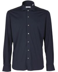 Orian - Overhemden ,Blauw ,Slim Fit Herenoverhemd - Lyst