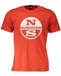 North Sails - Rode T-Shirt Met Korte Mouwen En Logo Print - Lyst