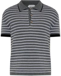Versace - Tops ,Grijs ,Katoen Gestreept Polo Shirt - Lyst