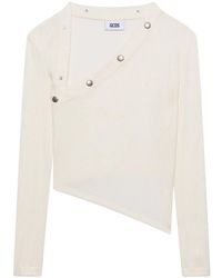 Gcds - Truien & Vesten ,Wit ,Polyester Ribbed Snap Longsleeves Top - Lyst