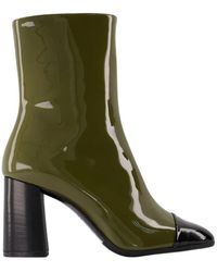 CAREL PARIS - Khaki/schwarz lackleder spitz zehen stiefel - Lyst