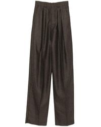 Saint Laurent - Broeken ,Bruin ,Katoen Bruine Geplooide Katoenen Broek - Lyst