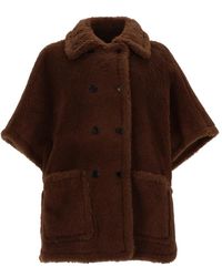 Max Mara - Jassen ,Bruin ,Wol Jacquard Wollen Poncho - Lyst
