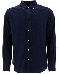 Beams Plus - Blauwe Flanellen Overhemd Aw24 - Lyst