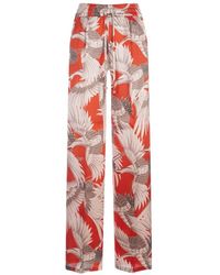 Kiton - Pantalones anchos de seda naranja con estampado floral - Lyst