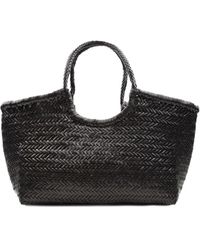 Dragon Diffusion - Handgeweven Zwarte Leren Tote Tas - Lyst