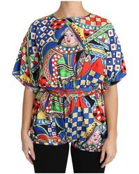 Dolce & Gabbana Silk Card Deck Mini Shorts Jurk - Rood