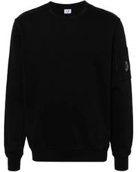 C.P. Company - Schwarzer Sweatshirt Leicht Fleece Rundhals - Lyst