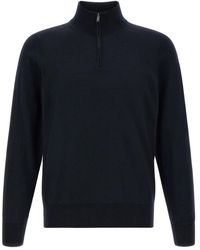 BOSS - Hoodies & Sweatvesten ,Blauw ,Wol H-Ebenji Half-Zip Sweater - Lyst