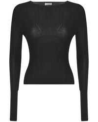 Lanvin - Zwarte Top Met Lange Mouwen - Lyst