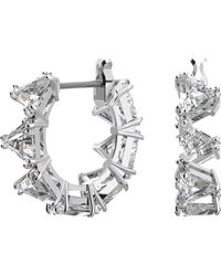 Swarovski - Damen Kreolen Trilliant-Schliff Silber, Weiß Matrix 5632467 - Lyst
