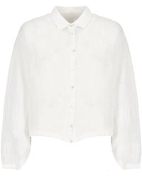 120% Lino - Camicia bianca in lino con colletto - Lyst