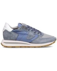 Philippe Model - Schoenen ,Blauw ,Katoen Leren Tropez Sneakers Met Katoenen Veters - Lyst