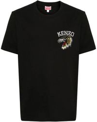 KENZO - T-shirt e polo nere con ricamo varsity jungle - Lyst