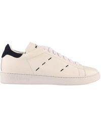 Kiton - Schoenen ,Wit ,Suède Witte Leren Sneakers Met Suède Hiel - Lyst