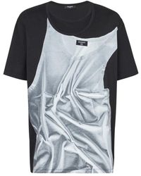 Balmain - Tops ,Zwart ,Katoen T-Shirt Met Tanktop-Print - Lyst