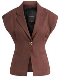 Pinko - Jassen ,Bruin ,Leer Gilet Floella - Lyst