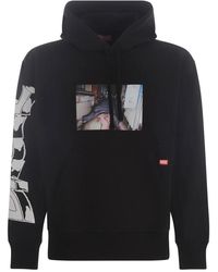 DIESEL - Hoodies & Sweatvesten ,Zwart ,Katoen Casual Sweatshirt Voor Dagelijks Comfort - Lyst