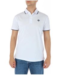North Sails - Tops ,Wit ,Katoen Blauw Poloshirt Met Korte Mouwen - Lyst