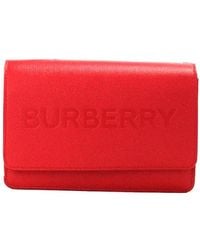 Burberry - Borsa a tracolla in pelle rossa con logo in rilievo - Lyst