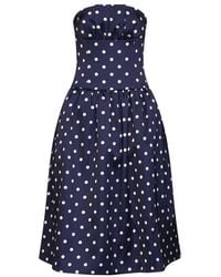 Self-Portrait - Self Portrait Polka Dot.-Print Satin Strapless Midi Dress - Lyst