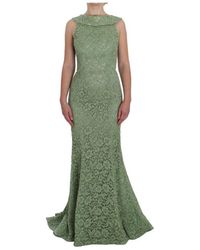 Dolce & Gabbana Floral Lace Sheath Maxi Dress - Groen