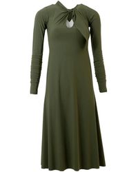 High - Groene Uitlopende Jurk Met Ronde Hals - Lyst