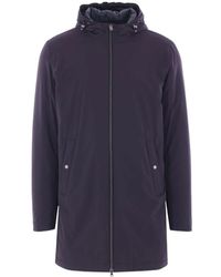 Herno - Blauwe Rits Hoodie Jas - Lyst