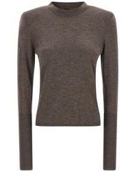 Pinko - Truien & Vesten ,Bruin ,Wol Trui Met Ronde Hals - Lyst