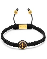 Nialaya - 's black string bracelet with vintage gold fleur de lis charm - Lyst