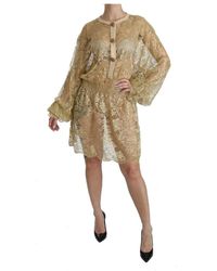 Dolce & Gabbana - Lace See Through A-line Knee Length Dress - Lyst