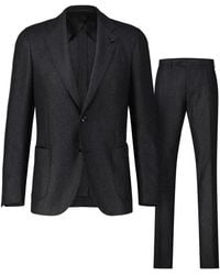Lardini - Kostuums ,Zwart ,Wol Klassieke Wollen Pak Set - Lyst