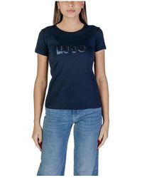 Liu Jo - Tops ,Wit ,Katoen Wit Kort Mouw T-Shirt Met Ronde Hals - Lyst