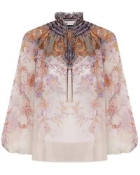 Zimmermann - Overhemden ,Veelkleurig ,Polyester Luna Billow Blouse - Lyst