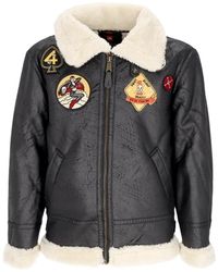 Alpha Industries - Jassen ,Zwart ,Leer Aviator Style Eco-Lederen Jas Met Bont - Lyst