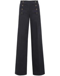 Etro - Broeken ,Blauw ,Katoen Wijde Katoenen Broek Met Zakken - Lyst