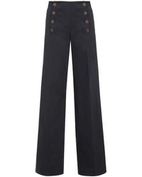 Etro - Broeken ,Blauw ,Katoen Wijde Katoenen Broek Met Zakken - Lyst