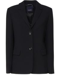 Max Mara - Zwarte, Single-Breasted Blazer Met Dubbele Knoopsluiting - Lyst