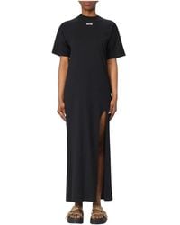 MSGM - Schwarzes Midi-Kleid Mit Ausgestelltem Saum - Lyst