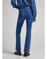 Pepe Jeans - Jeans a zampa vita alta con effetto consumato - Lyst