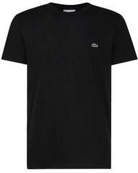 Lacoste - Schwarze t-shirts und polos mit rundhalsausschnitt - Lyst