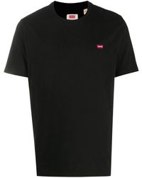Levi's - Tops ,Zwart ,Katoen T-Shirt Met Geborduurd Logo - Lyst