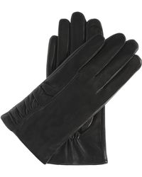 Kazar - Accessoires ,Zwart ,Wol Zwarte Leren Handschoenen Met Decoratieve Kreukels - Lyst
