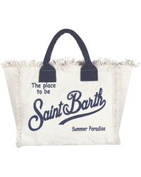 Mc2 Saint Barth - Canvas Strandtasche Mit Fransen - Lyst
